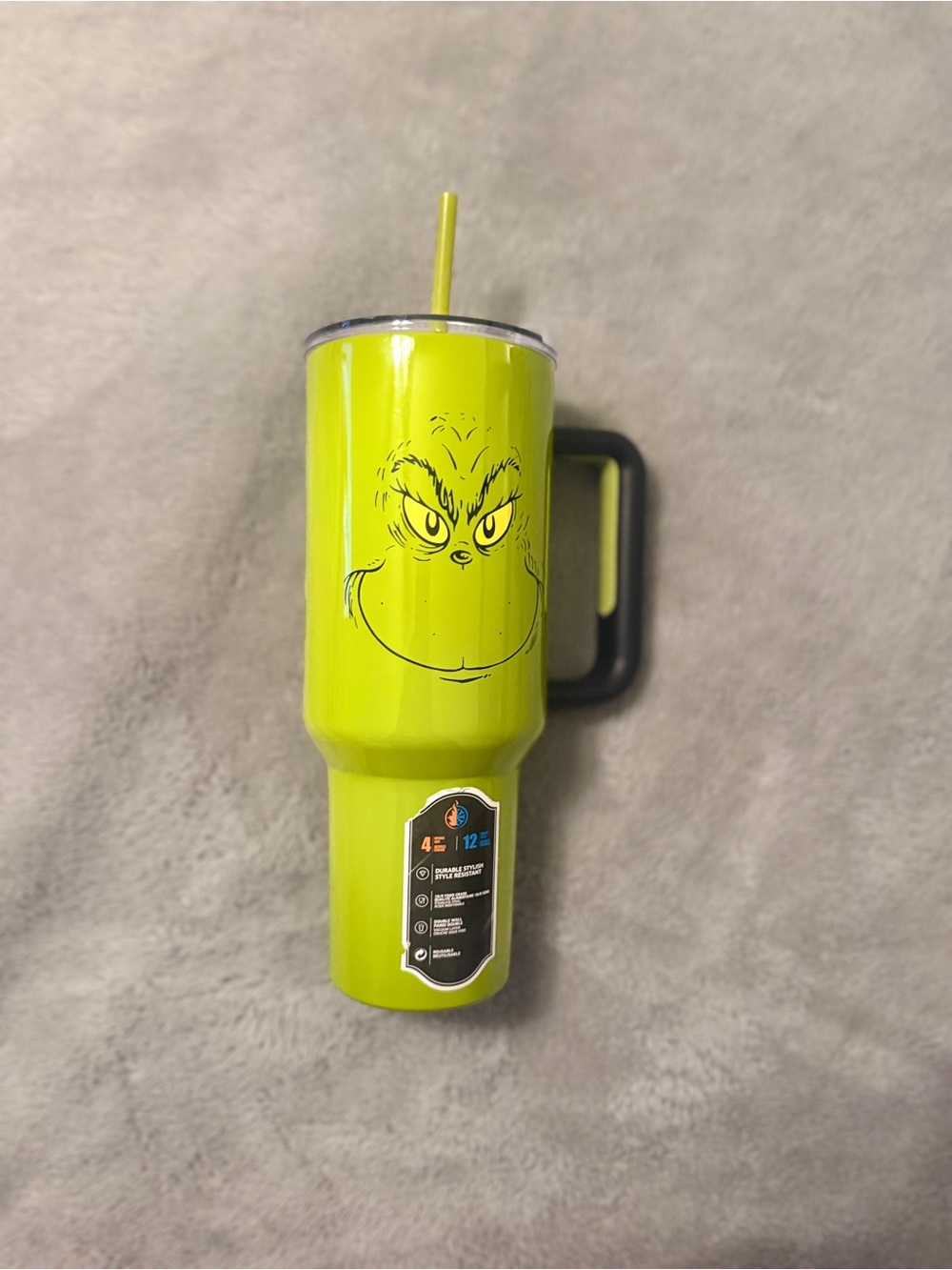 BRAND NEW The Grinch Green Stainless Steel Tumbler with Handle & Straw